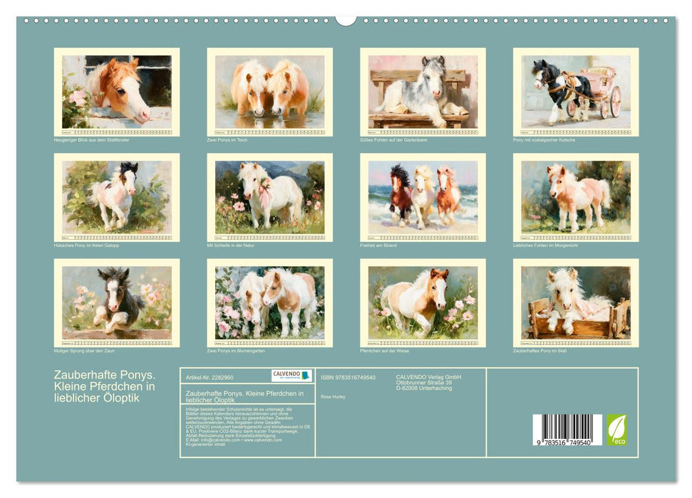 Zauberhafte Ponys. Kleine Pferdchen in lieblicher Öloptik (CALVENDO Premium Wandkalender 2027)
