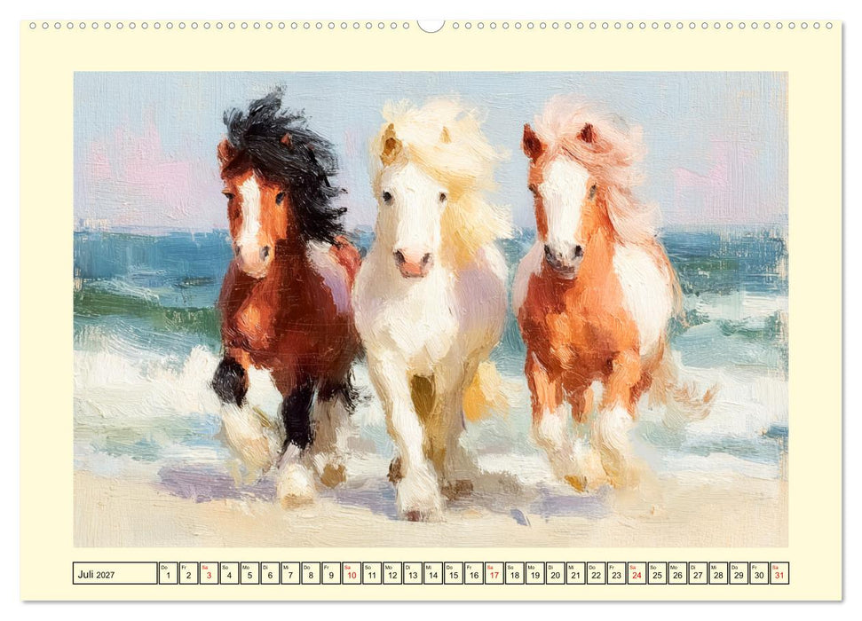 Zauberhafte Ponys. Kleine Pferdchen in lieblicher Öloptik (CALVENDO Premium Wandkalender 2027)