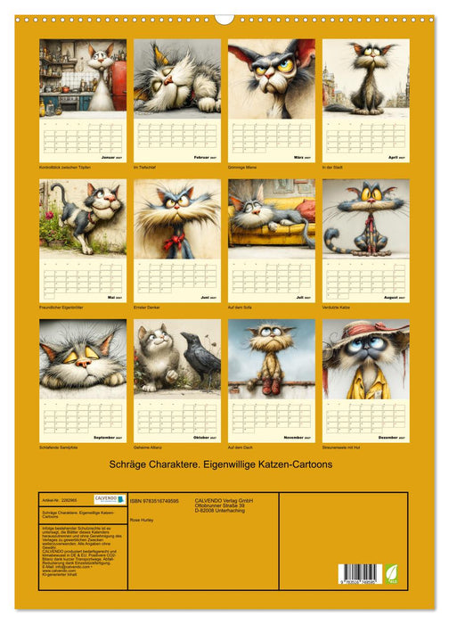 Schräge Charaktere. Eigenwillige Katzen-Cartoons (CALVENDO Wandkalender 2027)