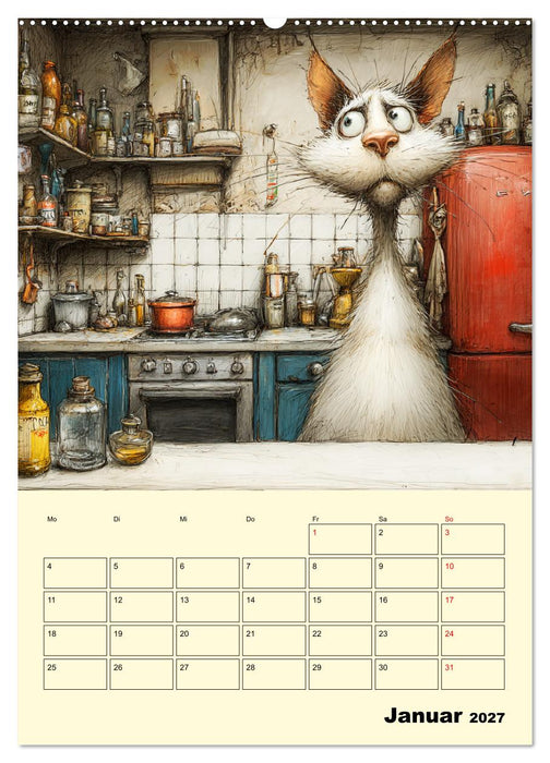Schräge Charaktere. Eigenwillige Katzen-Cartoons (CALVENDO Wandkalender 2027)