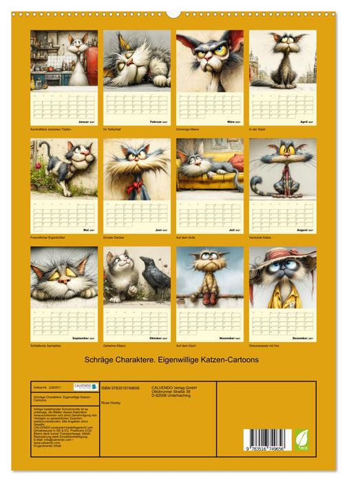 Schräge Charaktere. Eigenwillige Katzen-Cartoons (CALVENDO Premium Wandkalender 2027)