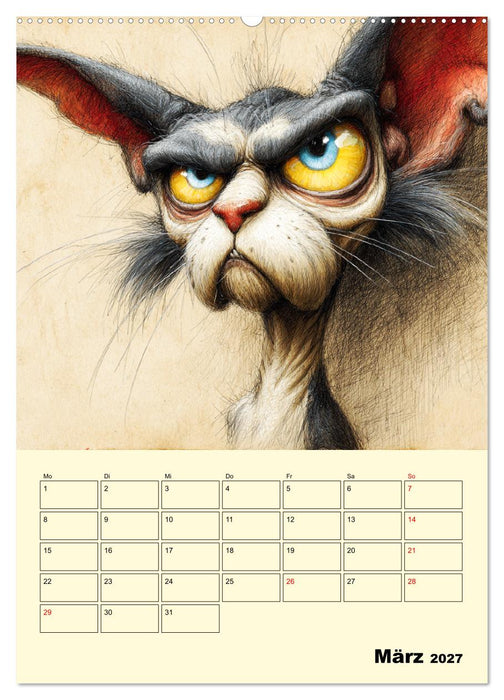 Schräge Charaktere. Eigenwillige Katzen-Cartoons (CALVENDO Premium Wandkalender 2027)
