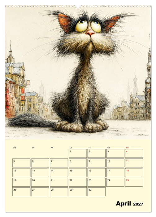 Schräge Charaktere. Eigenwillige Katzen-Cartoons (CALVENDO Premium Wandkalender 2027)