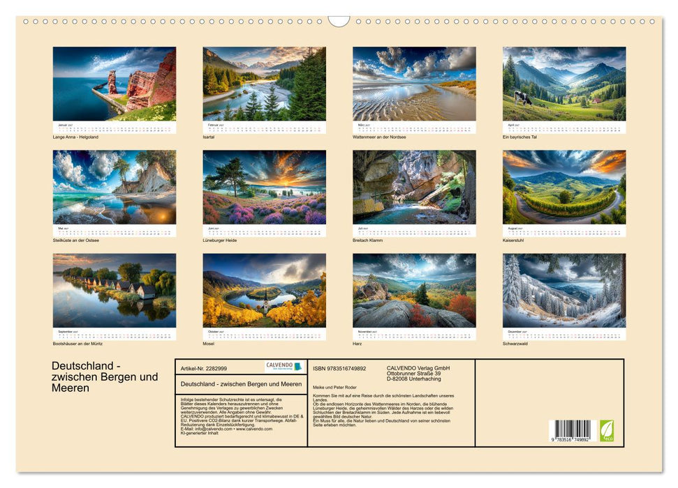 Deutschland - zwischen Bergen und Meeren (CALVENDO Wandkalender 2027)