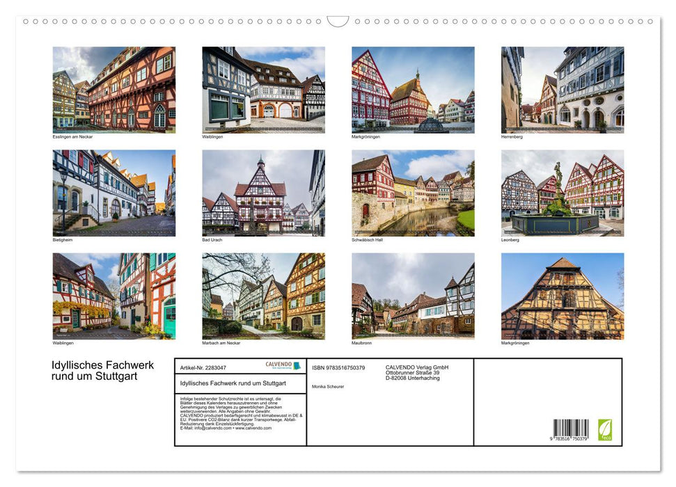 Idyllisches Fachwerk rund um Stuttgart (CALVENDO Wandkalender 2027)