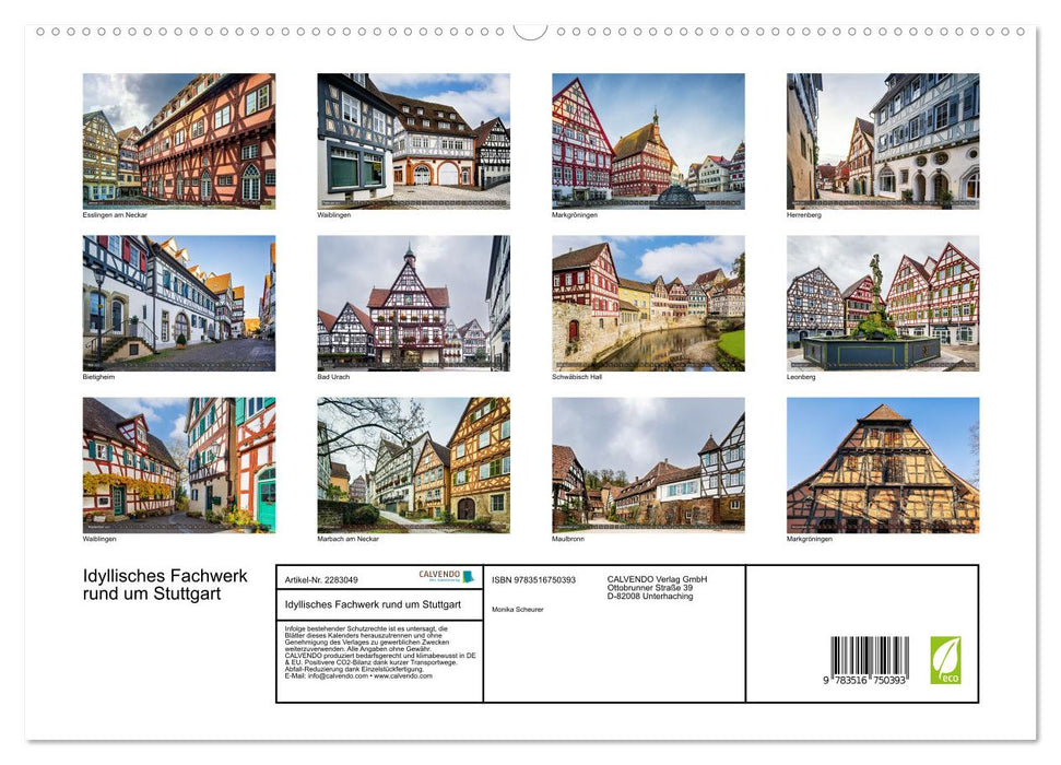 Idyllisches Fachwerk rund um Stuttgart (CALVENDO Premium Wandkalender 2027)
