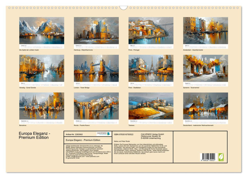 Europa Eleganz - Premium Edition (CALVENDO Wandkalender 2027)
