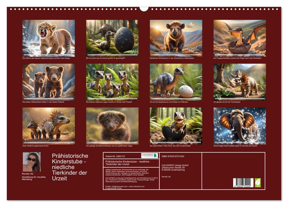 Prähistorische Kinderstube - niedliche Tierkinder der Urzeit (CALVENDO Wandkalender 2027)