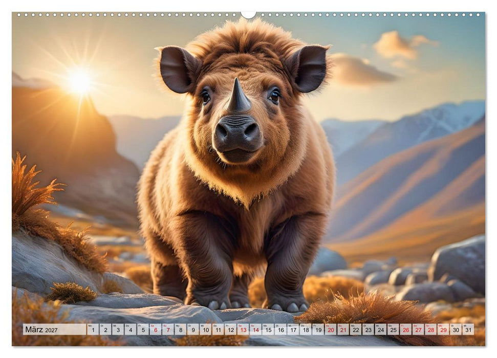 Prähistorische Kinderstube - niedliche Tierkinder der Urzeit (CALVENDO Wandkalender 2027)