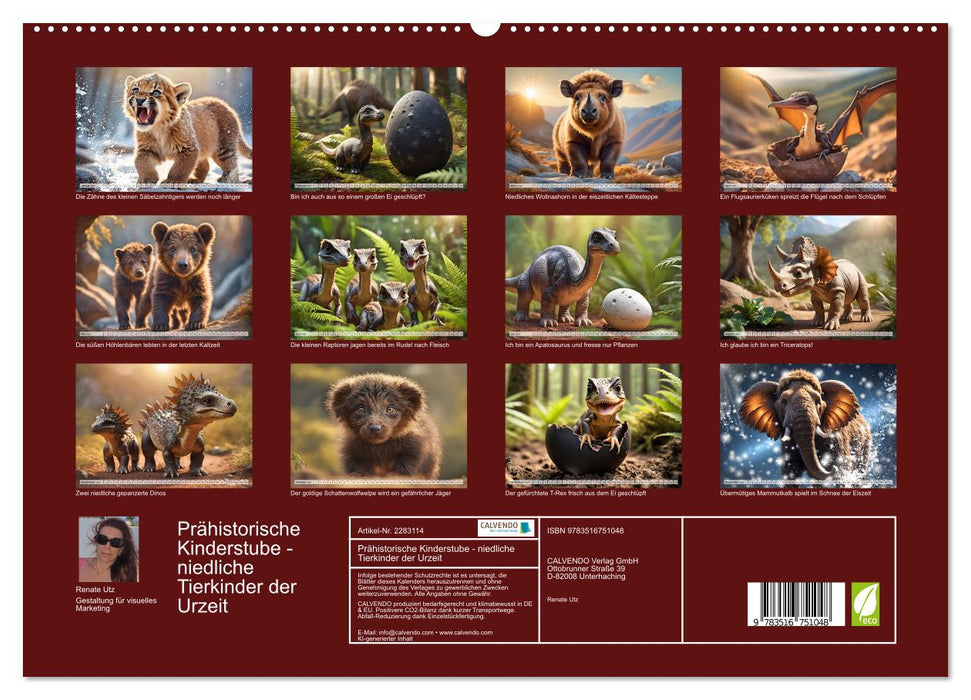 Prähistorische Kinderstube - niedliche Tierkinder der Urzeit (CALVENDO Premium Wandkalender 2027)
