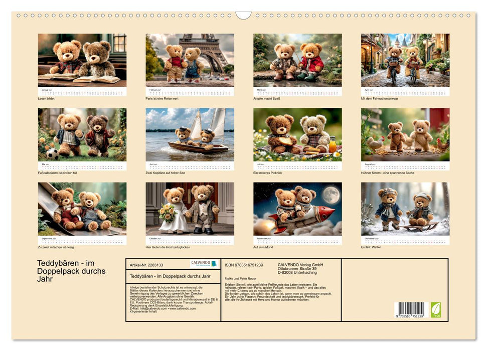 Teddybären - im Doppelpack durchs Jahr (CALVENDO Wandkalender 2027)