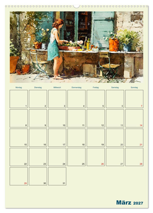 Frauen im Garten. Poesie im Aquarell-Stil (CALVENDO Wandkalender 2027)