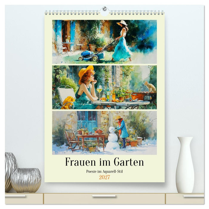 Frauen im Garten. Poesie im Aquarell-Stil (CALVENDO Premium Wandkalender 2027)