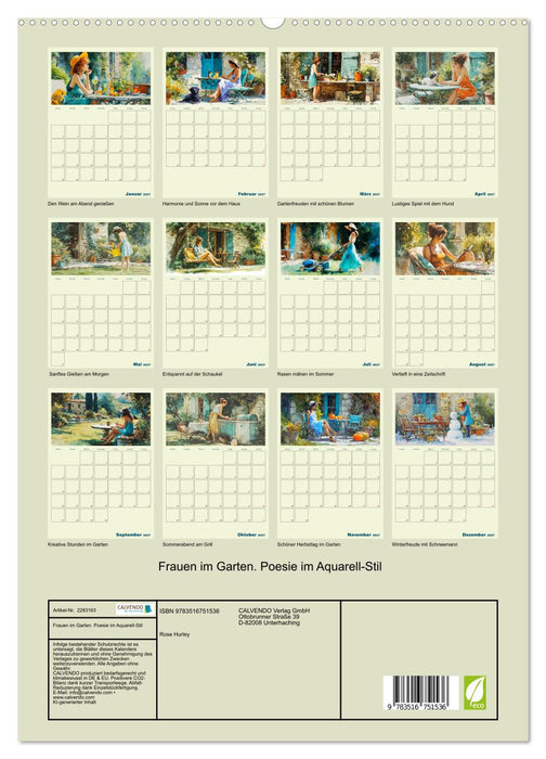 Frauen im Garten. Poesie im Aquarell-Stil (CALVENDO Premium Wandkalender 2027)