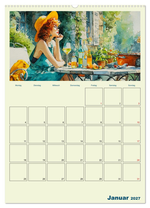 Frauen im Garten. Poesie im Aquarell-Stil (CALVENDO Premium Wandkalender 2027)