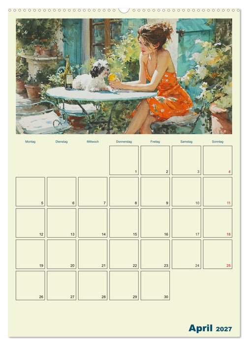 Frauen im Garten. Poesie im Aquarell-Stil (CALVENDO Premium Wandkalender 2027)