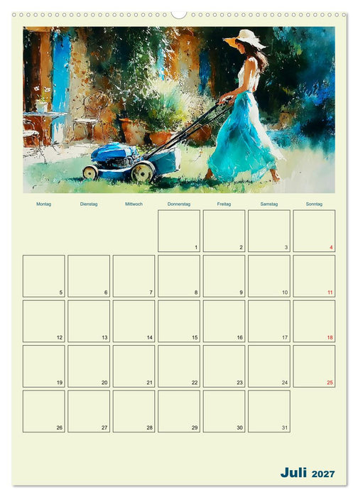 Frauen im Garten. Poesie im Aquarell-Stil (CALVENDO Premium Wandkalender 2027)