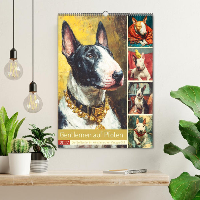 Gentlemen auf Pfoten. Der Bullterrier im künstlerischen Vintage-Stil (CALVENDO Wandkalender 2027)