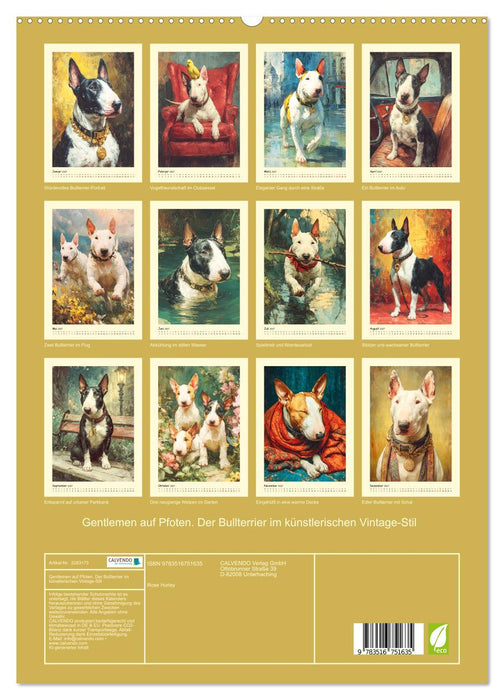 Gentlemen auf Pfoten. Der Bullterrier im künstlerischen Vintage-Stil (CALVENDO Premium Wandkalender 2027)