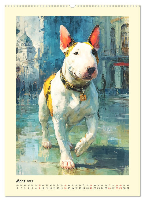 Gentlemen auf Pfoten. Der Bullterrier im künstlerischen Vintage-Stil (CALVENDO Premium Wandkalender 2027)