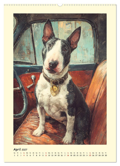 Gentlemen auf Pfoten. Der Bullterrier im künstlerischen Vintage-Stil (CALVENDO Premium Wandkalender 2027)