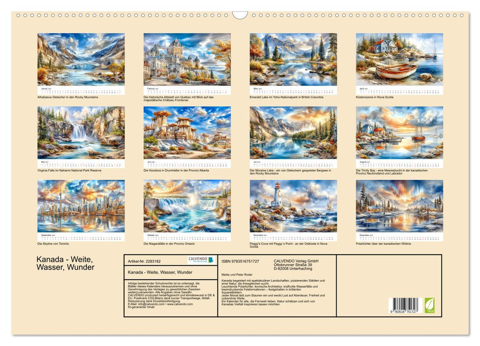 Kanada - Weite, Wasser, Wunder (CALVENDO Wandkalender 2027)
