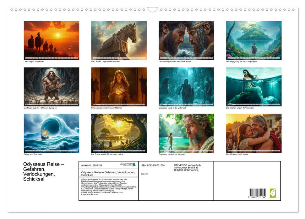 Odysseus Reise – Gefahren, Verlockungen, Schicksal (CALVENDO Wandkalender 2027)