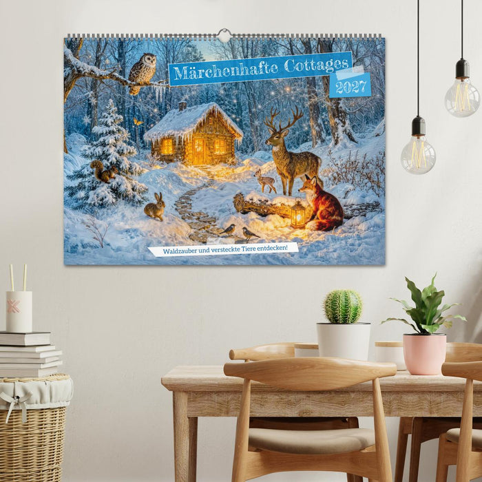 Märchenhafte Cottages - Waldzauber und versteckte Tiere entdecken! (CALVENDO Wandkalender 2027)