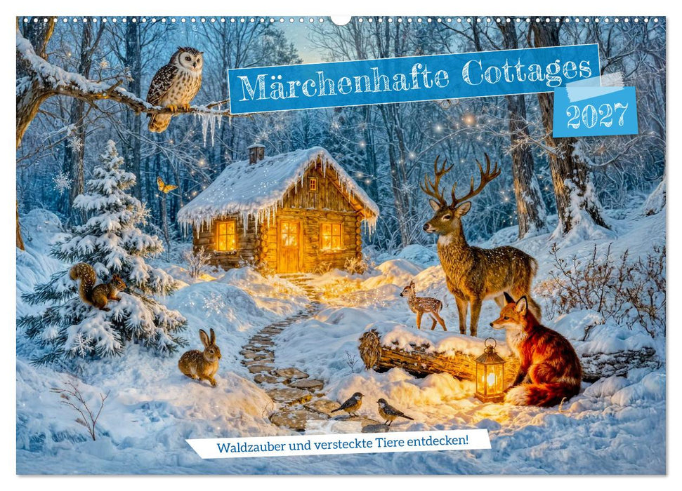 Märchenhafte Cottages - Waldzauber und versteckte Tiere entdecken! (CALVENDO Wandkalender 2027)