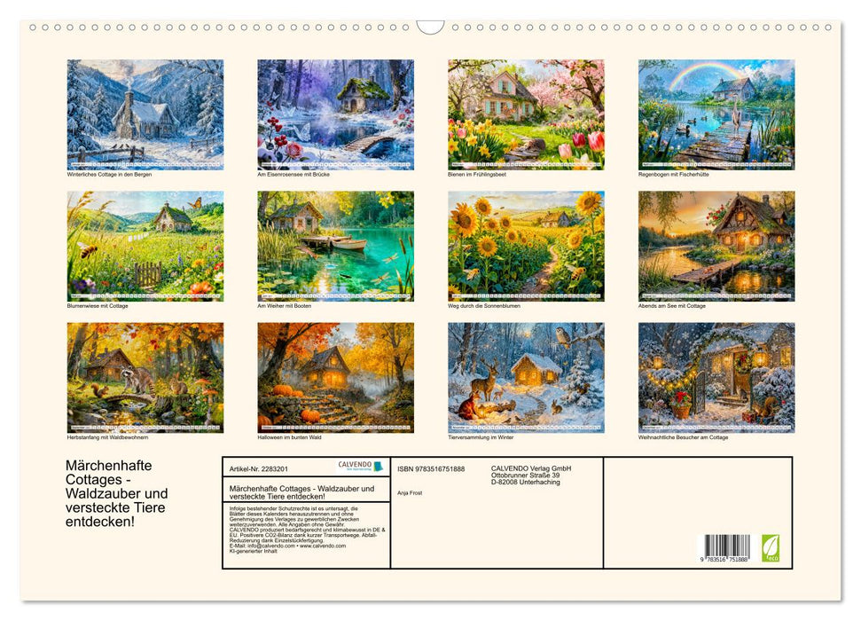 Märchenhafte Cottages - Waldzauber und versteckte Tiere entdecken! (CALVENDO Wandkalender 2027)