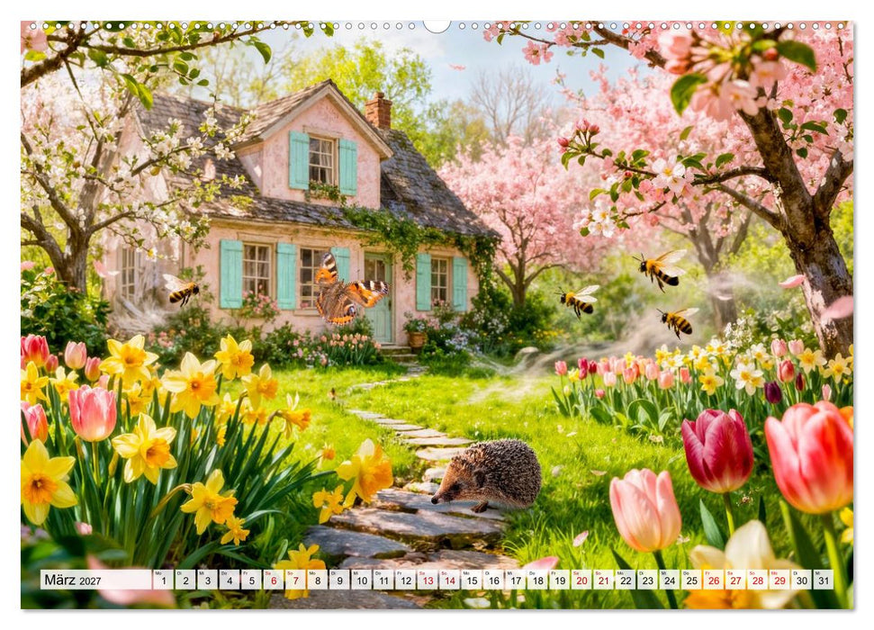 Märchenhafte Cottages - Waldzauber und versteckte Tiere entdecken! (CALVENDO Wandkalender 2027)