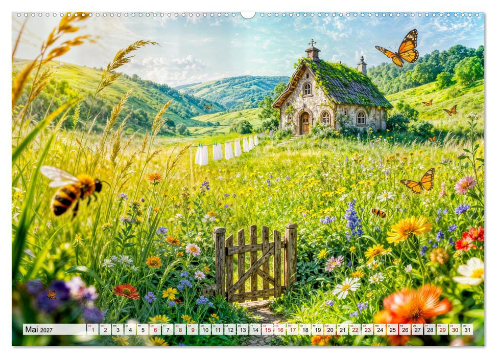Märchenhafte Cottages - Waldzauber und versteckte Tiere entdecken! (CALVENDO Wandkalender 2027)