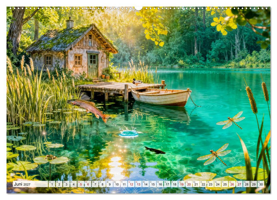 Märchenhafte Cottages - Waldzauber und versteckte Tiere entdecken! (CALVENDO Wandkalender 2027)