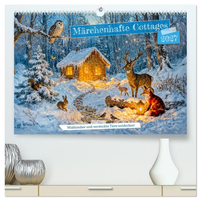 Märchenhafte Cottages - Waldzauber und versteckte Tiere entdecken! (CALVENDO Premium Wandkalender 2027)