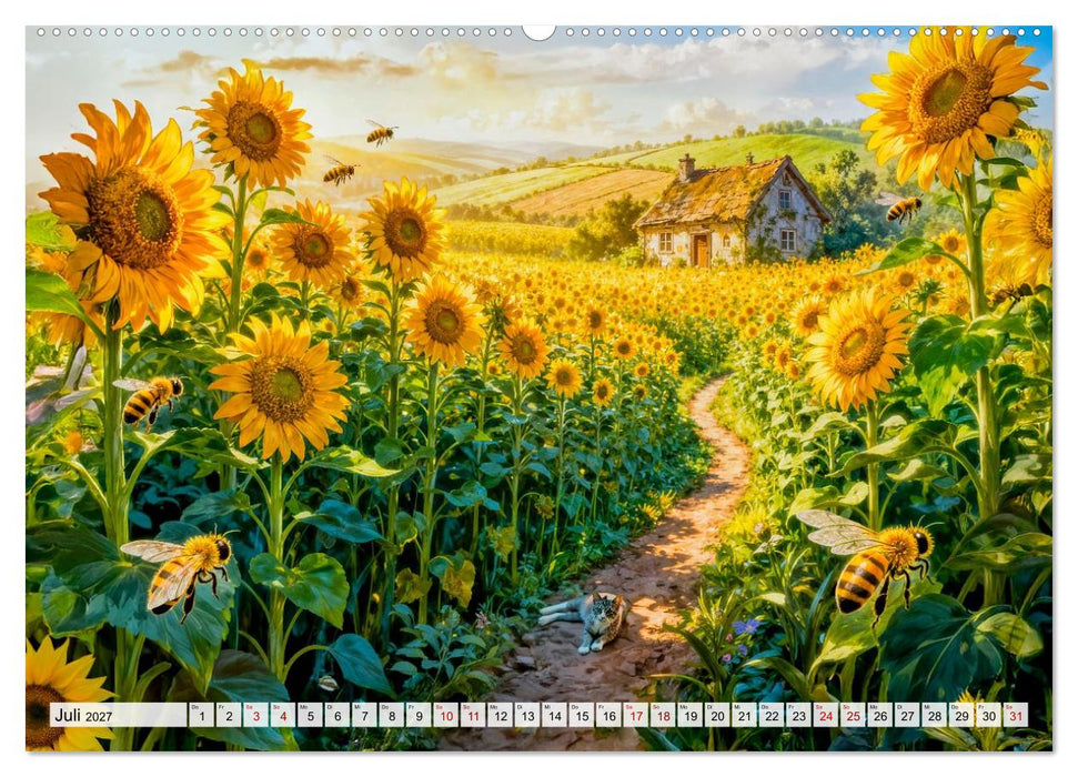 Märchenhafte Cottages - Waldzauber und versteckte Tiere entdecken! (CALVENDO Premium Wandkalender 2027)