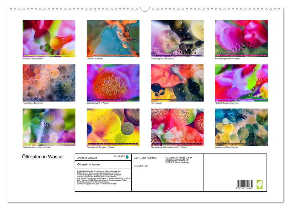 Öltropfen in Wasser (CALVENDO Wandkalender 2027)