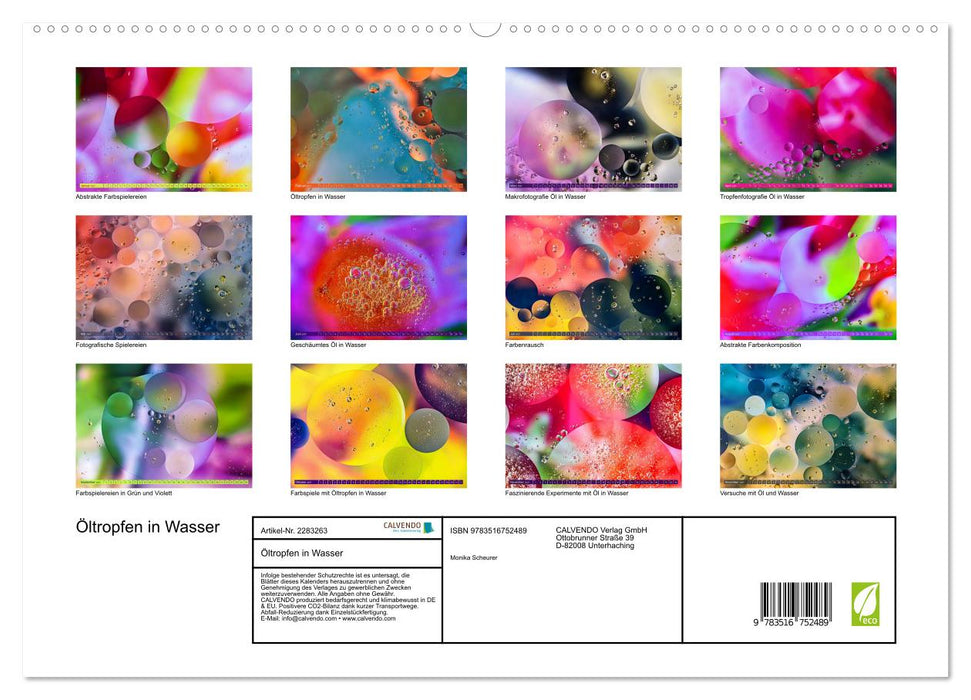 Öltropfen in Wasser (CALVENDO Premium Wandkalender 2027)