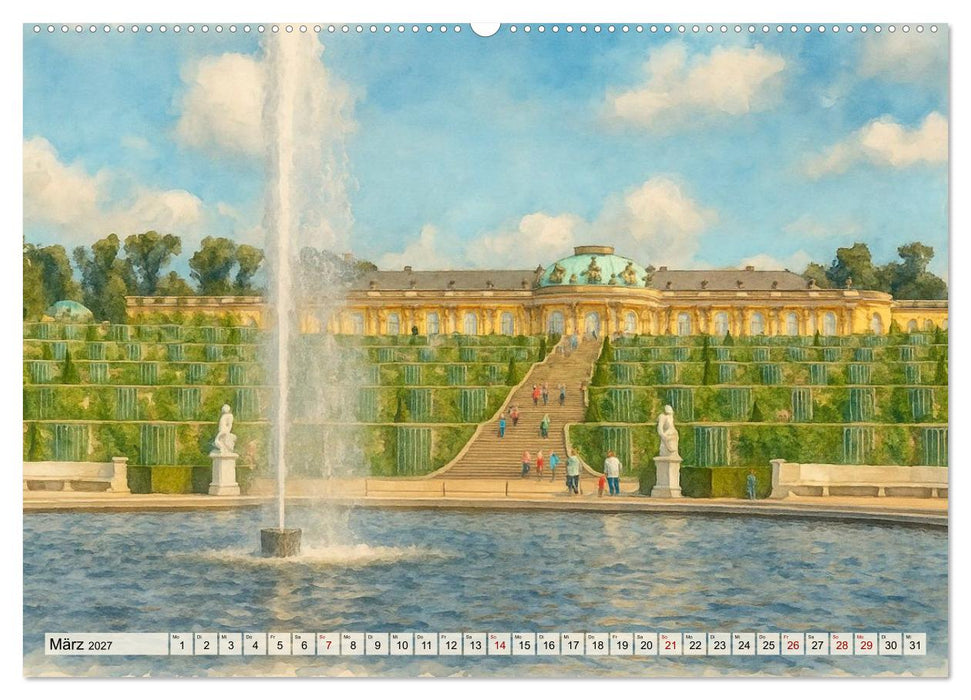 Potsdam – Historische Ansichten im Aquarellstil (CALVENDO Wandkalender 2027)