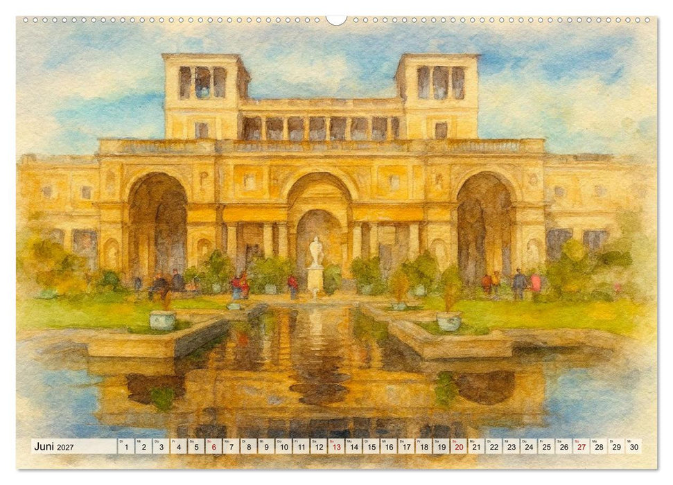 Potsdam – Historische Ansichten im Aquarellstil (CALVENDO Wandkalender 2027)