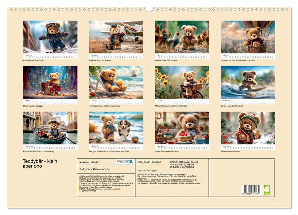Teddybär - klein aber oho (CALVENDO Wandkalender 2027)