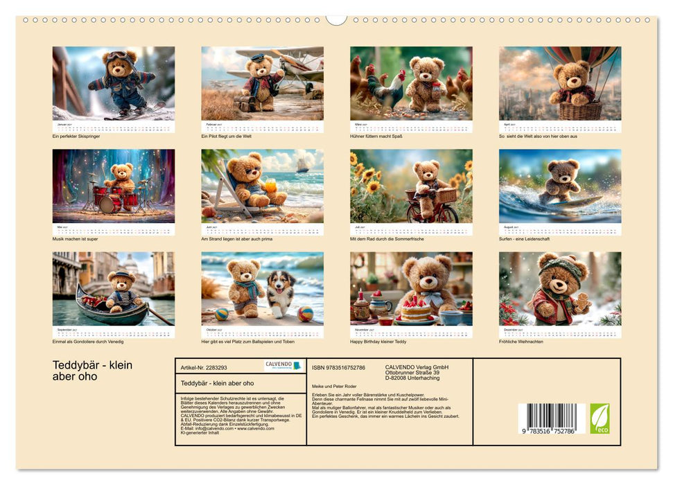 Teddybär - klein aber oho (CALVENDO Premium Wandkalender 2027)