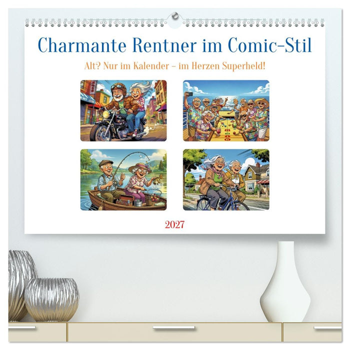 Charmante Rentner im Comic-Stil (CALVENDO Premium Wandkalender 2027)