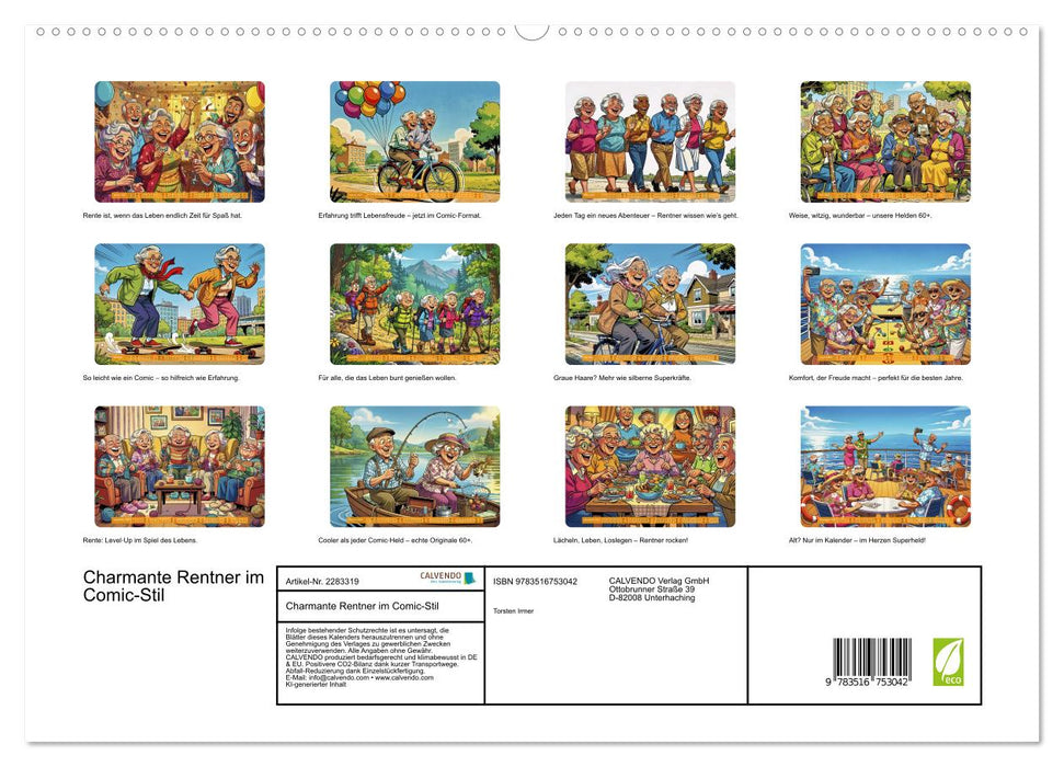 Charmante Rentner im Comic-Stil (CALVENDO Premium Wandkalender 2027)
