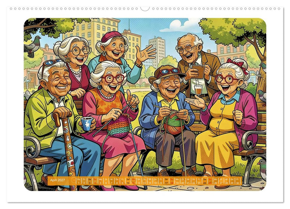 Charmante Rentner im Comic-Stil (CALVENDO Premium Wandkalender 2027)