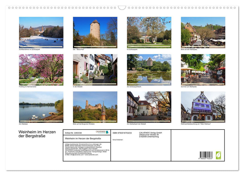Weinheim im Herzen der Bergstraße (CALVENDO Wandkalender 2027)