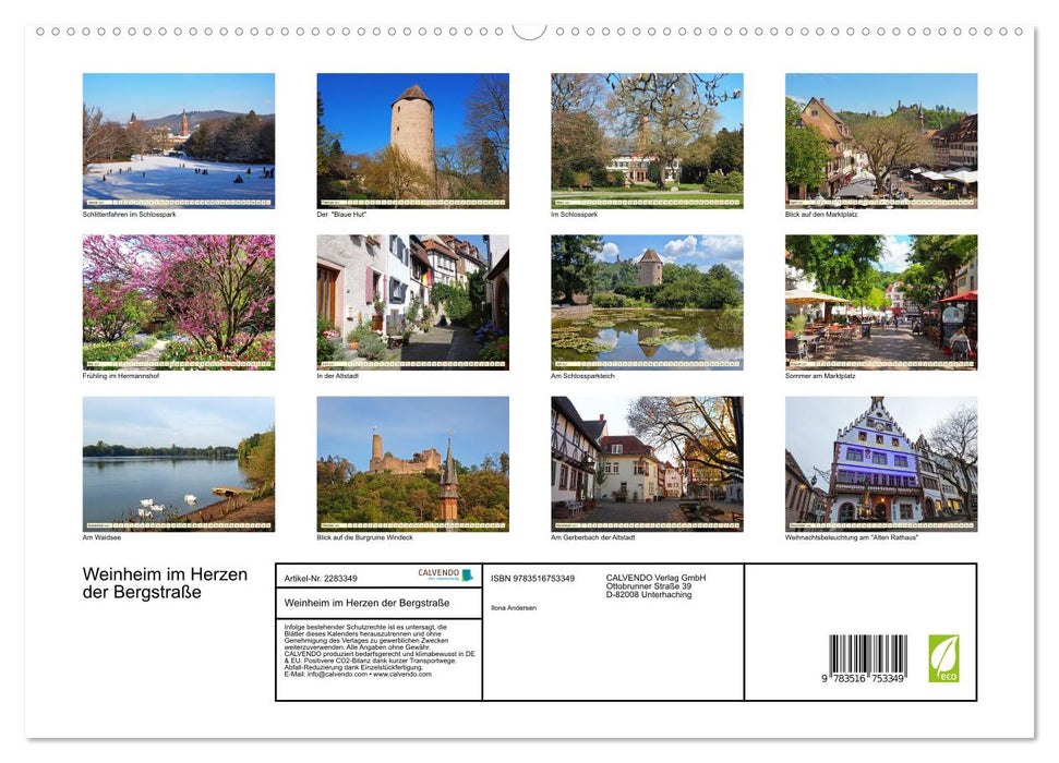 Weinheim im Herzen der Bergstraße (CALVENDO Premium Wandkalender 2027)