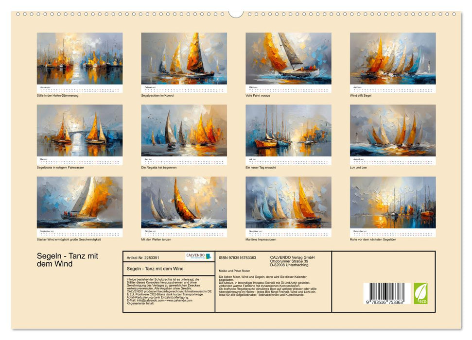 Segeln - Tanz mit dem Wind (CALVENDO Premium Wandkalender 2027)
