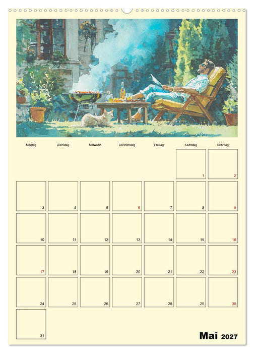 Männer im Garten. Entspannte Augenblicke im Grünen (CALVENDO Wandkalender 2027)
