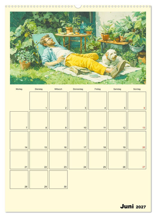 Männer im Garten. Entspannte Augenblicke im Grünen (CALVENDO Premium Wandkalender 2027)