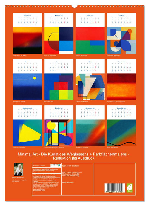 Minimal Art - Die Kunst des Weglassens + Farbflächenmalerei - Reduktion als Ausdruck (CALVENDO Premium Wandkalender 2027)